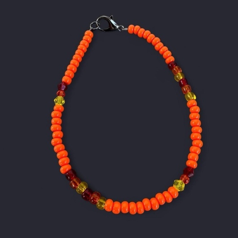 Orange Glass Bead Anklet